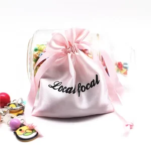 Custom Logo Satin Drawstring Lashes Bag Pouch for Jewelry and Gifts Small Textile Packaging Accessories
