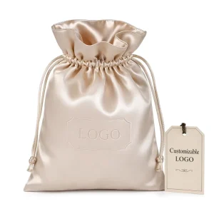 Custom Logo Satin Handbag Dust Bag Luxury Silk Drawstring Pouch for Retail Packing