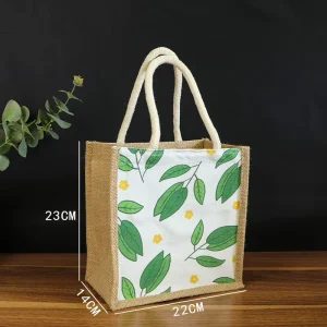 Custom Logo Shopping Jute Tote Bag Personalized Canvas Jute HandBags for Wedding Promotion