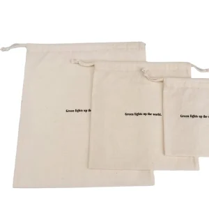 Custom Logo Silk Screen Print Organic Cotton Muslin Double Shopping Storage Canvas Drawstring Pouch Dust Bag for Handbag Shoe
