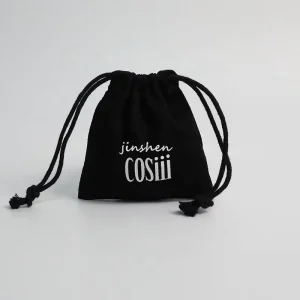 Custom Logo Small Cotton Bag Black Cotton Jewelry Cosmetic Dust Bags Packaging Drawstring Cotton Pouch