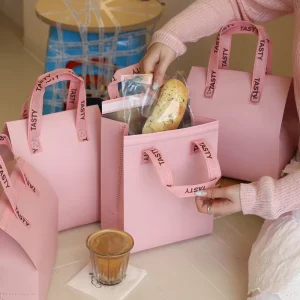 Custom Logo Thermal Insulated Moisture Proof Non Woven Aluminum Foil Takeaway Packaging Bags for Desserts Bubble Milk Chocolate