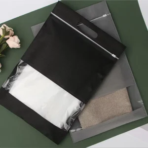 Custom Logo Zipper Non Woven Clothing Packaging Bags for Household Travel Apparel Sorting Storage
