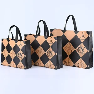 Custom Low MOQ Metallic Laminated pp Non Woven Shopping Bag Gold Non Woven Dress Packaging Tote Bag Advertising Bag