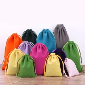 Custom Luxury Red Wine Bottle Canvas Gift Bags Recyclable Dustproof Drawstring Closure Eco friendly Cosmetic Storage Pouch