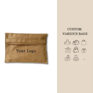Custom Natural Logo Printed Eco friendly Recyclable Jute Envelope Dust Pouch Unique Gift Jute Bag