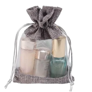 Custom Natural Recyclable Burlap Drawstring Pouch Eco-Friendly Jute Gift Wrap for Candy Coffee Watch Cotton Bags