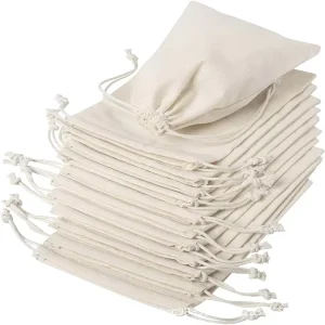 Custom Organic Cotton Canvas Drawstring Bag Recyclable Biodegradable Rings Earrings Watches Bracelets Glasses Gift Giving