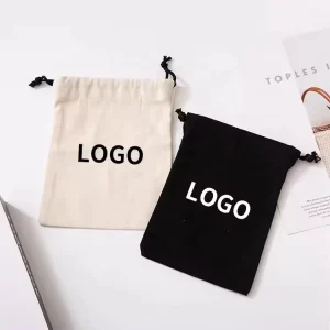 Custom Organic Recycled Cotton Canvas Fabric Bag Small Dust Proof Storage Eco Friendly Packaging Cloth Drawstring Dust Bag