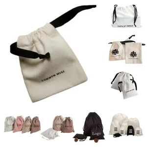 Custom Packaging Drawstring Bag Cotton Pouch Small Drawstring Jewellery Bag With Logo Cotton