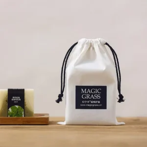Custom Packaging Drawstring Soap Bag Cotton Pouch Bag Cotton Bag With Double Cotton String for Jewelry Package