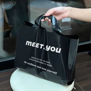 Custom Plastic Clothing Bags with Punch Handles Clear Garment Cover Bags Retail Shopping Packaging