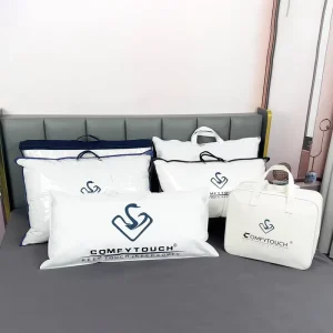 Custom Plastic PVC Pillow Packaging Bag Non woven Zipper Bag for Duvet Blanket Quilt