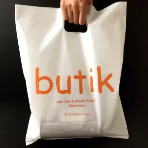 Custom Plastic Shopping Bag With Logo Recyclable Bag Die Cut Handle Groceries Business Promotion Shopping Bags