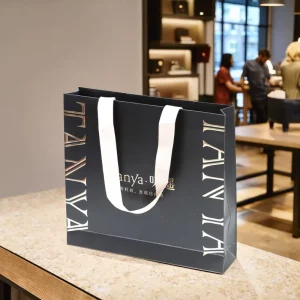 Custom Print Eco Friendly Boutique Retail Luxury Shopping Gift Paper Bag with Ribbon Handle for Shoes & Clothing