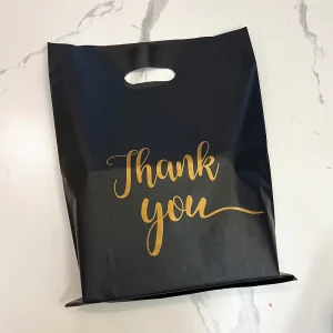 Custom Print Plastic Biodegradable Packing Bag Clothes Bags Black Merchandise Thank You Bags for Boutique Retail Shopping Gift