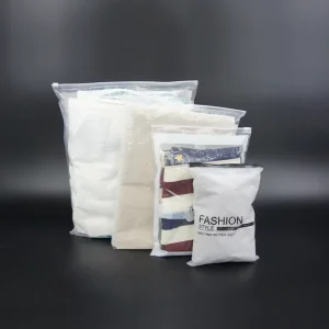Custom Print logo Eco Friendly Recycled Transparent Garment Apparel Pouches Shipping Clothing Ziplock Packaging Bags