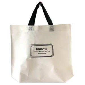 Custom Printed Eco Friendly White Non Woven Jute Grocery Bags Recyclable Supermarket Packaging