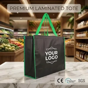 Custom Printed Heavy Duty Reusable Gift Tote Bag Polypropylene Laminate Non Woven Laminated Shopping Bag with Long Handle