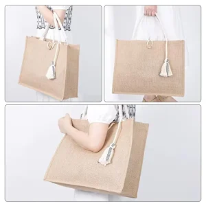 Custom Printed Large Natural Jute Bag Eco Friendly Burlap Coloured Promotional Plain Letter Design Recyclable PP
