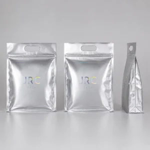 Custom Printed Logo Clothing Packaging Water Proof Resealable Aluminated Foil Matte Metallic Ziplock Handle Holes Bag