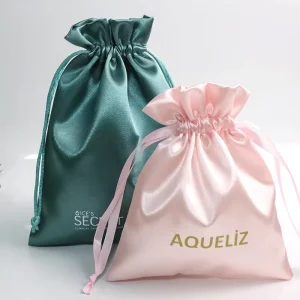 Custom Printed Luxury Silk Satin Dust Bags Polyester Drawstring Gift Packaging for Clothing and Handbags with Custom Logo