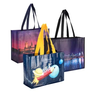 Custom Printed Reusable Eco Foldable Laminated Non Woven Packing Grocery Bags Non Woven Tote Shopping Bags