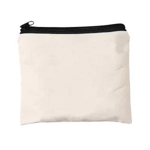Custom Printed Reusable Portable Canvas Pouch Zipper Cotton Canvas Pouch Bag for Cosmetic Packaging