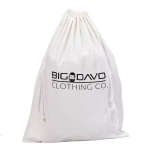 Custom Printing Logo Large Capacity Luxury White Brushing Cotton Fabric Drawstring Storage Dust Bag for Clothing Packaging