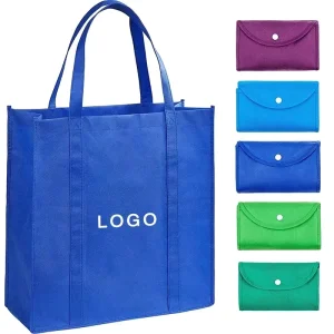 Custom Promotion Gift Eco Nonwoven Personalized Laundry Bag Foldable Into Pouch Grocery Bags Reusable Shopping Tote Bag