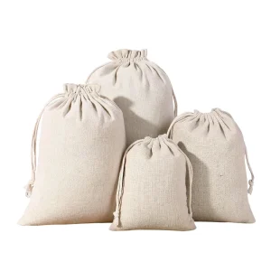 Custom Recyclable Large Blank Cotton Bags Drawstring Pouches for Jewelry Packaging Gift Storage and Dust Protection