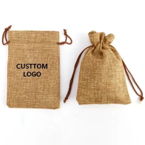 Custom Recyclable Size Natural Small Linen Jute Drawstring Bag Pouch for Seed Coffee Beans Tea Storage Gift Packaging Pouch