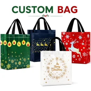 Custom Reusable Laminated Non Woven Tote Bag Christmas Eco Friendly Durable Waterproof Gift Shopping Bag Fully Customizable