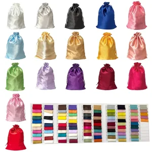 Custom Satin Silk Gift Hair Wig Bags Storage Pouch with Drawstring for Travel Textile Packaging for Hair Accessories