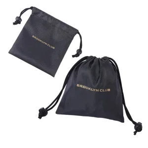 Custom Silk Screen Printed Logo Textile Packaging Black 420d Polyester Little Drawstring Pouch Bag