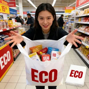 Custom T-shirt Garment Bag PE Material Food Grade Biodegradable Gravure Printing Hand Length Handle Side Gusset Supermarket