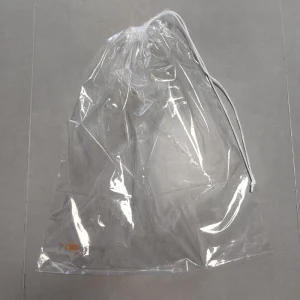 Custom Waterproof Clear PE Plastic Drawstring Bag Drawstring Pouch Shoe Bag with Logo