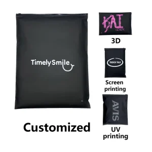 Custom logo Printing Biodegradable Black PVC Plastic Zipper Bag Clothing Garment Hoodies T-shirt Packaging Ziplock Pouch