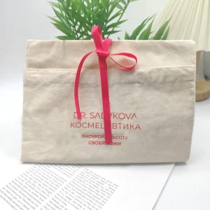 Customisable Organic Cotton Storage Bag Envelope Cloth Packaging for Clothing Shoes Hats Recyclable Dust Foldable Flap Bag Gift