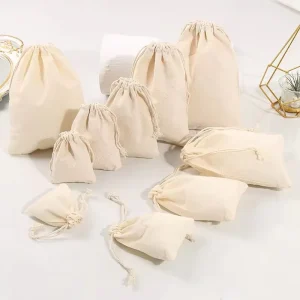 Customizable Drawstring Cotton Bag Recyclable Reusable Storage Pouch for Gift Packaging