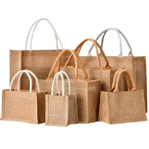 Customizable Grocery Gift Packaging Laminated Jute Burlap Bags Reusable Shopping Jute Tote Bag for Advertising
