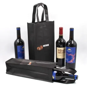 Customizable Wine Storage Shopping Bag Recyclable Non Woven 4-6 Bottles Tote Gift Packaging Bag for Wedding Birthday Party