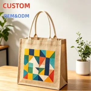 Customize High Quality Eco Friendly Cotton Bag Jute Custom Design Logo Waterproof Custom Beach Jute Canvas Tote Bag