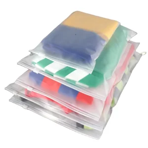 Customized Beauty Bag Packaging Pouch for Garment Clothes Transparent Frosted Zip Lock Plastic Bag