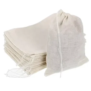 Customized Cotton Gauze Fabric Package Bag Empty Reusable Cotton Tea Bag with Drawstring