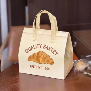 Customized Disposable Bread Non woven Cooler Bag Fresh keeping Insulated Bags with Custom Printed logo for Dessert Shops