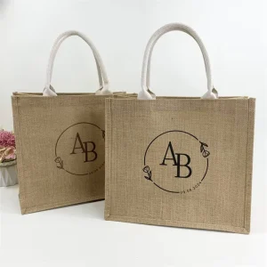 Customized Jute Gift Bag Eco Friendly Packaging Logo Printing Natural Tote Bag Jute Shopping Bags with Logo