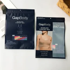 Customized Logo Black Color Clothes Packaging Laminated Zip Lock Bag Underwear Garment Clothes Bags Zipper Bag