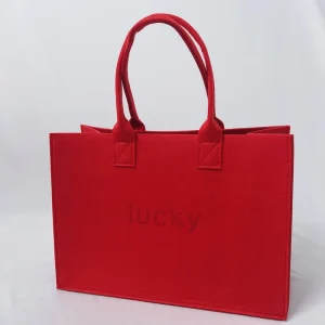 Customized Logo Fashion Felt Bag Business Shopping Textile Packaging Handle Felt Tote Bag