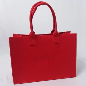 Customized Logo Fashion Felt Tote Bag with Handheld Gift Bag Recyclable Business Shopping Textile Packaging Felt Bag
